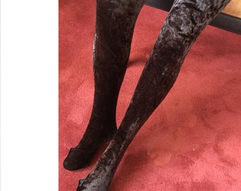Velvet Leggings with Feet Made in Italy by JoannaTrojer Leggings in Crushed Velvet and Lycra Strech Luxurious Velvet Tights for Winter