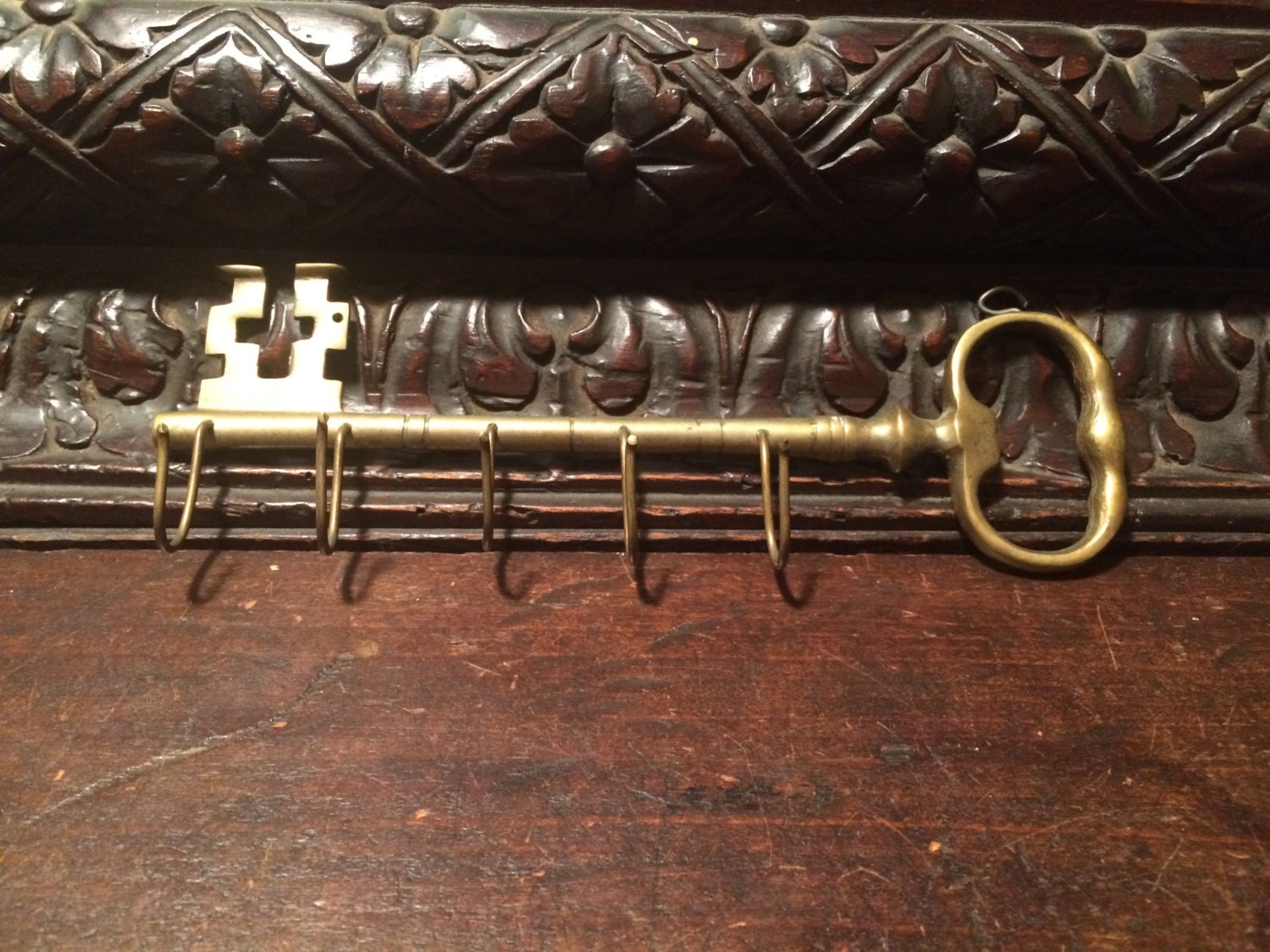 Brass Key Hanger Solid Brass Wall Mount 5 by MidCenturyAmericana