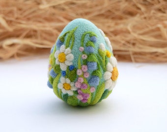 Easter Eggs Needle Felted Easter Ornaments Easter Decoration Easter Decorations Gift Eggs Ornaments with Flower