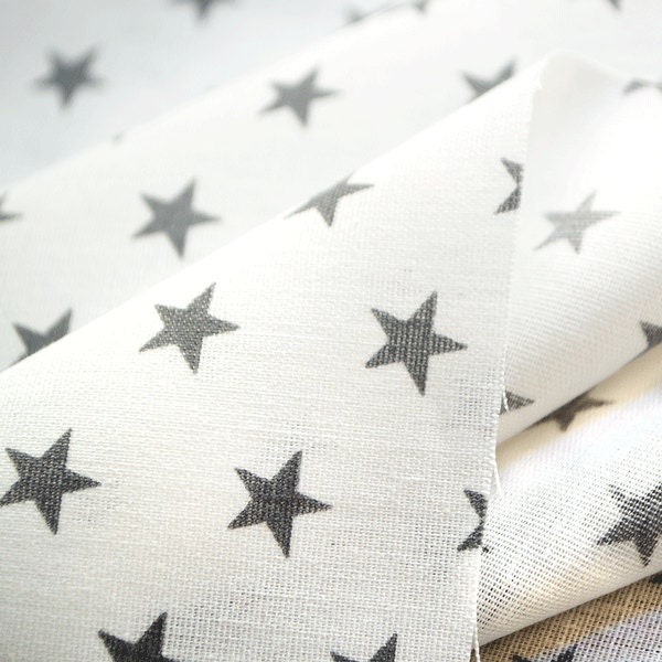 STARS COTTON fabriccotton fabricstar fabricgrey stars