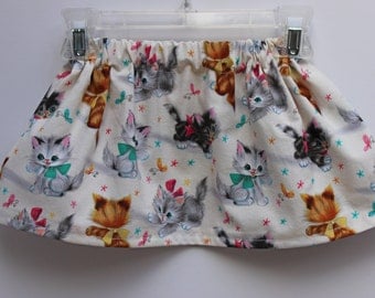 Girls Skirts, Baby Girl Toddler Kitten Skirt, Kitten print skirt, Cat print skirt, Girls Skirt