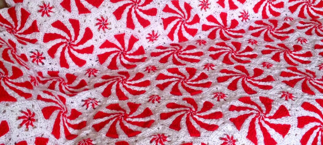 Peppermint Throw Crochet Candy Cane by MoonlightFairyCrafts