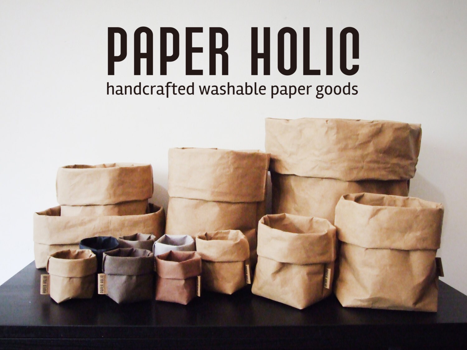 Washable paper Storage Bag/ Toy storage bag/ Plant bag/