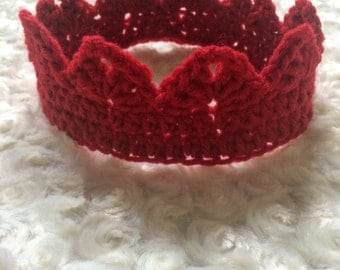Crochet~Newborn~Baby~Red~Crown~Princess~Prince~Boy~Girl~Photo Prop~Baby Shower Gift~First Birthday Party~Toddler Size