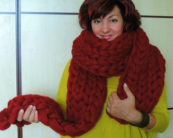 Knitted Scarf, Chunky Knit Scarf, Oversized Scarf, Super Chunky Scarf, Hand Knit Scarf, Wool Scarf, Merino Scarf, Wool Scarf
