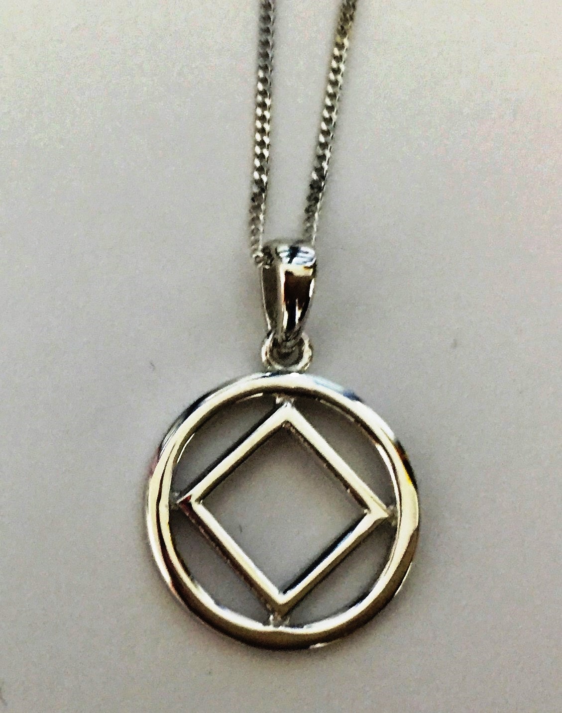 Narcotics Anonymous Necklace 1/2 NA Silver Pendant