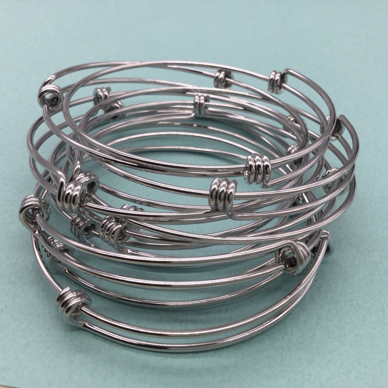 Bulk Lot 50 pcs Stainless Steel Adjustable Wire Bangle