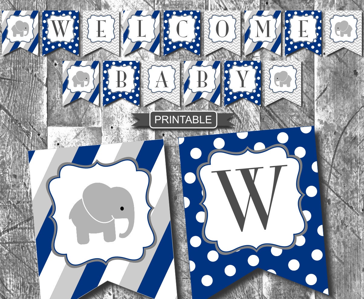 DIY Navy Blue Elephant Baby Shower Decorations by CreaseAndCut