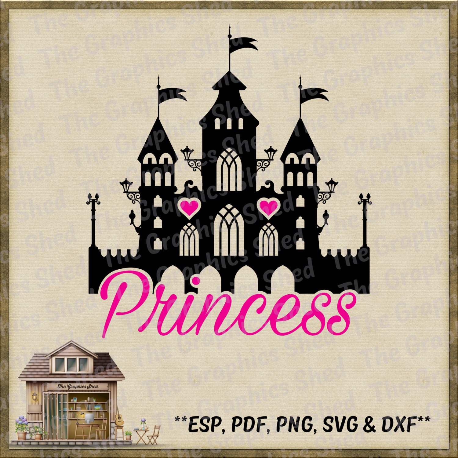 Princess Castle Cut Files svg dxf png eps & pdf Stickers