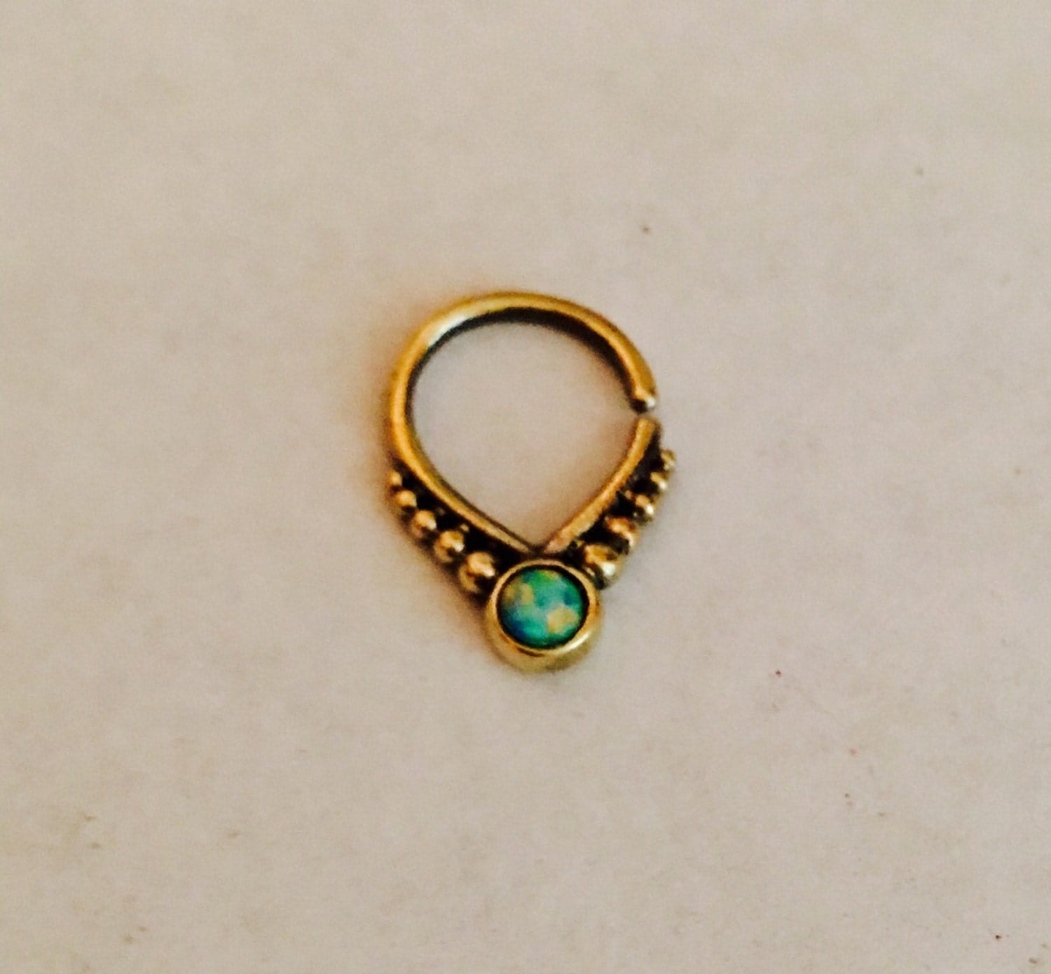 16 gauge Brass opal septum ring seam ring