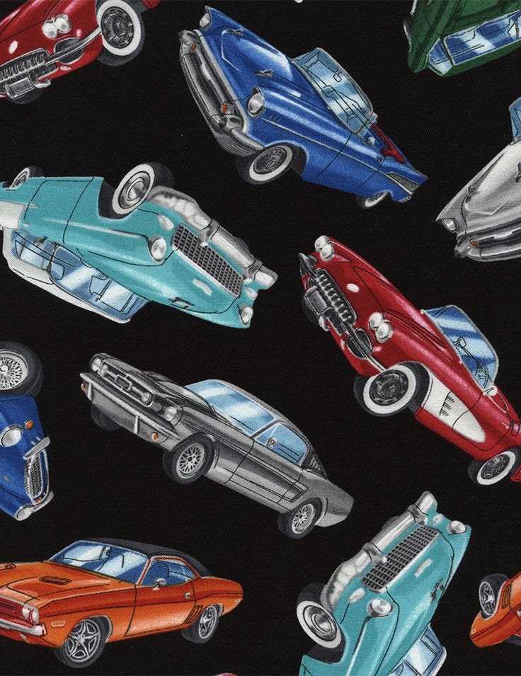 Classic Cars on Black Fabric by the Yard / by SewWhatQuiltShop