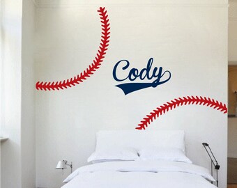 Baseball Wall Mural stitch wall decal | etsy Baseball Wall Mural stitch wall decal | etsy