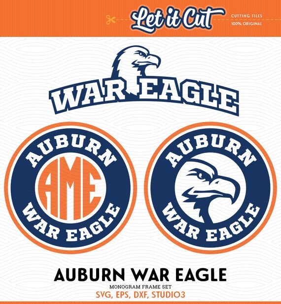 Download War Eagle Monogram Frames (SVG, EPS, DXF, Studio3) Auburn ...
