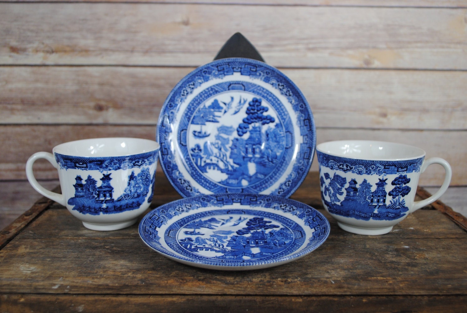 Johnson Brothers Blue Willow Tea Cup and Saucer Set set of 2