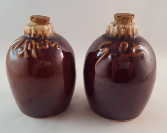 SALE - Brown Drip Salt and Pepper Shakers - Hull - Oven Proof USA