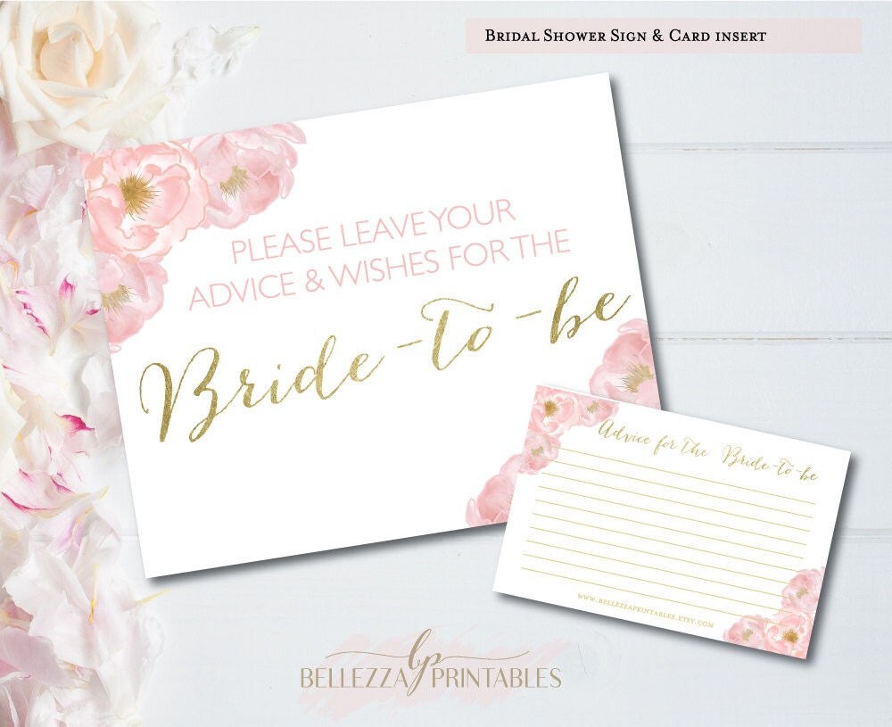 Advice for the Bride Sign &amp; Card Wishes for Bride