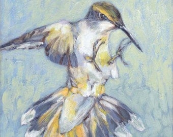 HUMMINGBIRD ~ fine art Giclée PRINT 6" x 6"