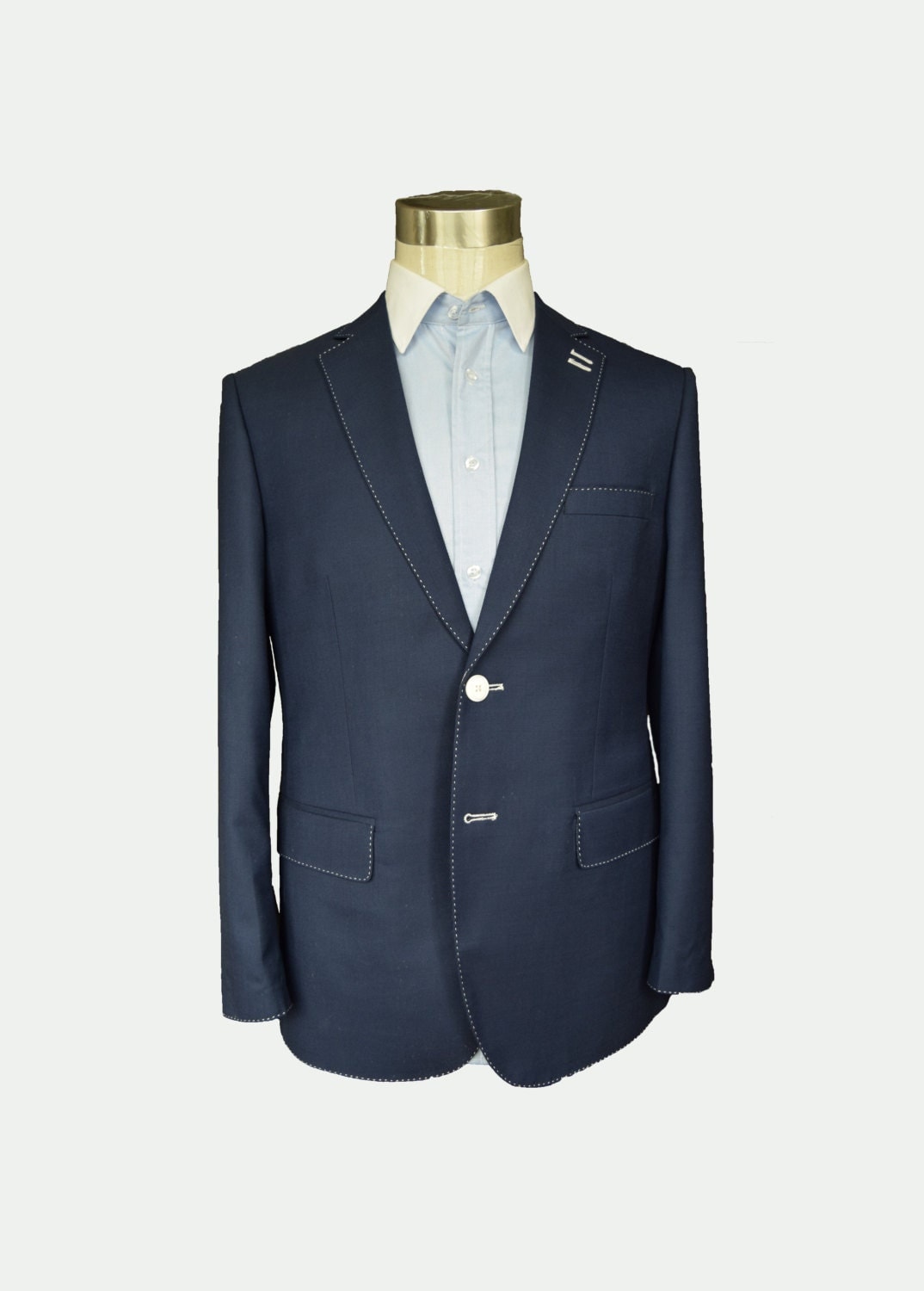 Men's custom suit/ Full canvas/ Super 100s/ NavyBlue/