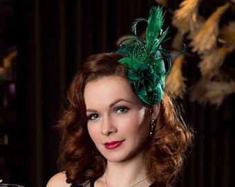 Fascinator Green Satin