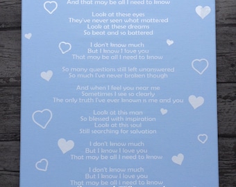 Wedding First Dance Song Lyrics Canvas Gift Personalised Anniversary Marriage Mr & Mrs