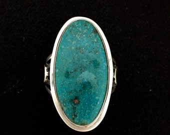 Native American Navajo Turquoise Mt. & Sterling Silver Ring Size 8
