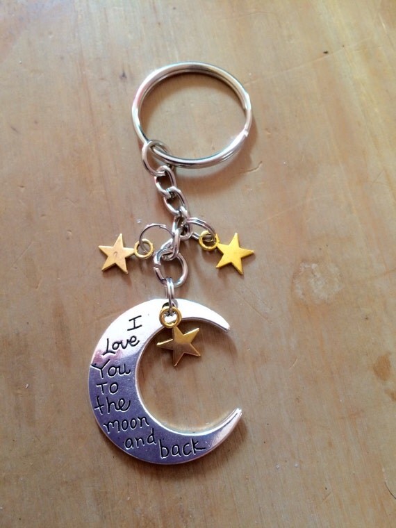 Silver Moon Key Ring Moon and Stars Key Chain by DaisyDoodleUK