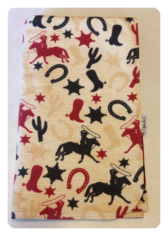 Cowboy baby blanket receiving blanket rodeo by SeeJaneCJaneSew