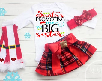 Big Sister Shirt, Christmas Big Sister Outfit, Christmas Big Sister Shirt, Baby Girl Clothes, Little Sister Sibling Set, Big Sis Gift,
