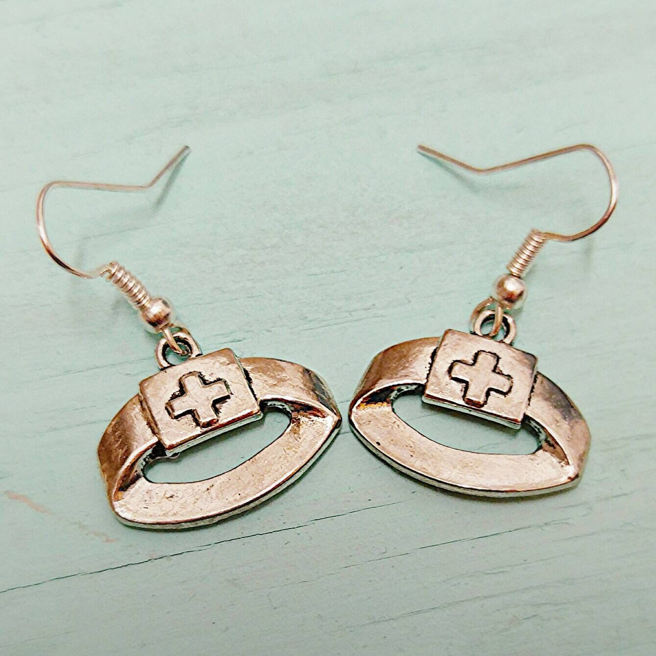 Nurse Cap Earrings Silver Medical Jewelry by gypsygirlcharm