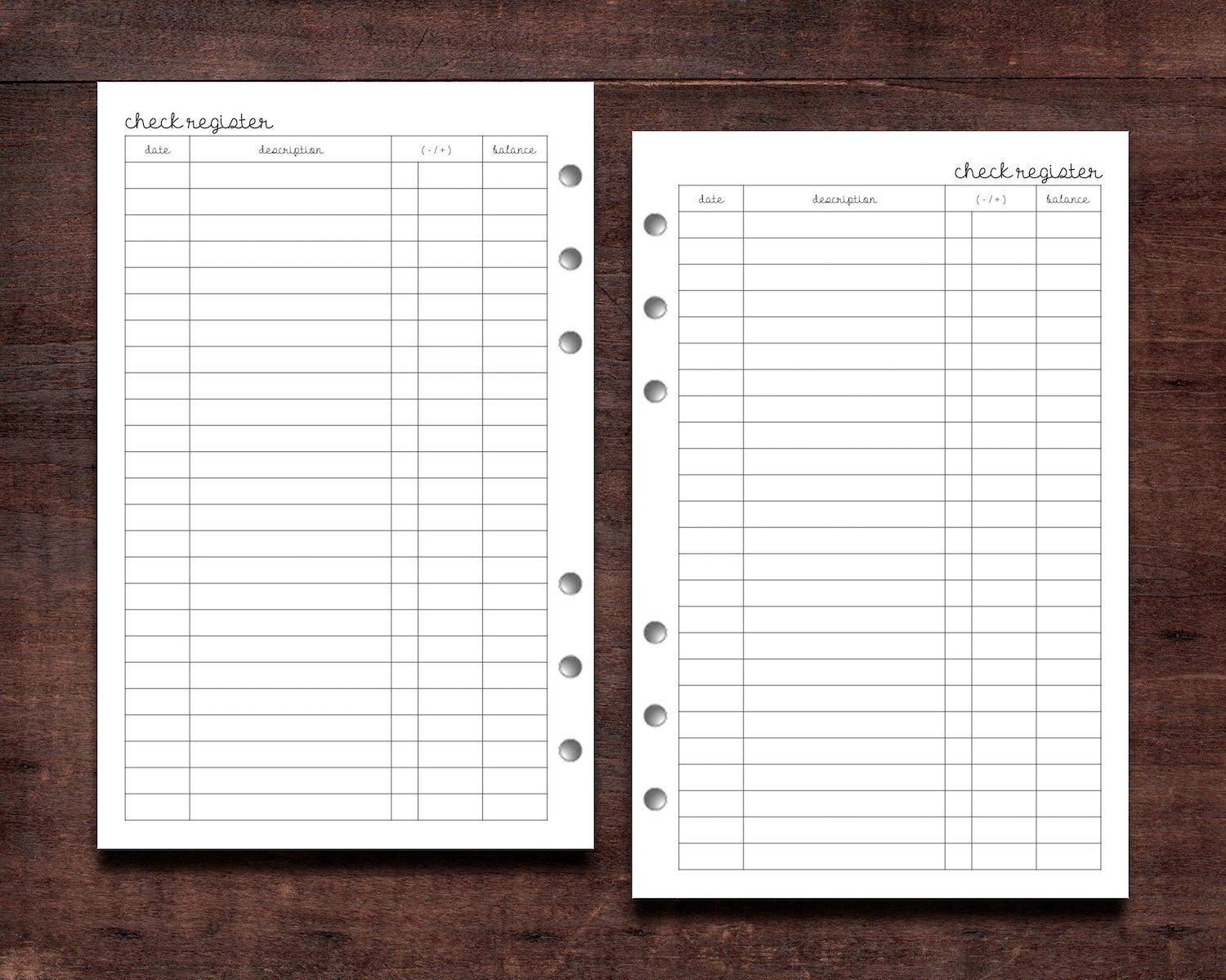 printable checkbook register checkbook size