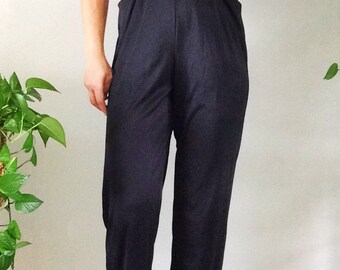 Vintage 1980s/ Glenrob Jumpsuit/1970s Jumpsuit/ Disco Glam/ Sequin/ Black Jumpsuit/Sequin/ Sequin Tube Top/ Metallic Sequin/ Blush Sequin