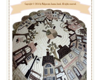 PDF Quilt pattern, Silent in the city, round table quilt, PDF pattern by MJJenekdesigns©