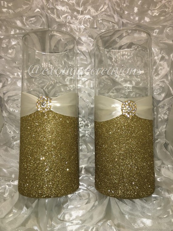 Wedding Centerpieces glitter vases gold wedding wedding