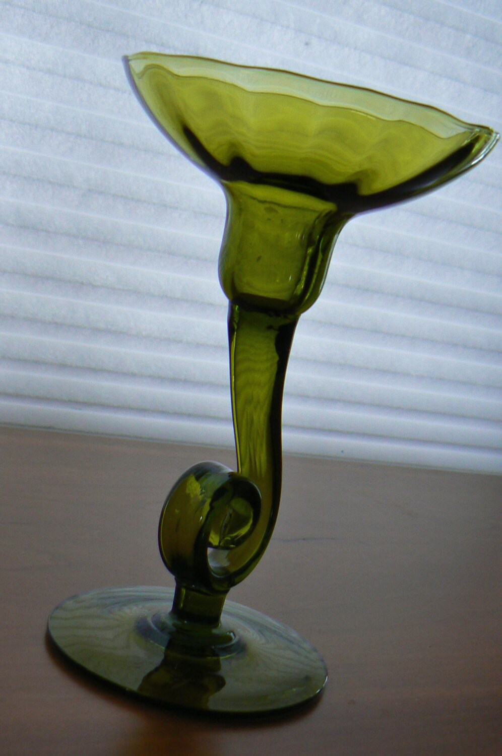Vintage Green Glass Candlestick Holder Glass Candleholder