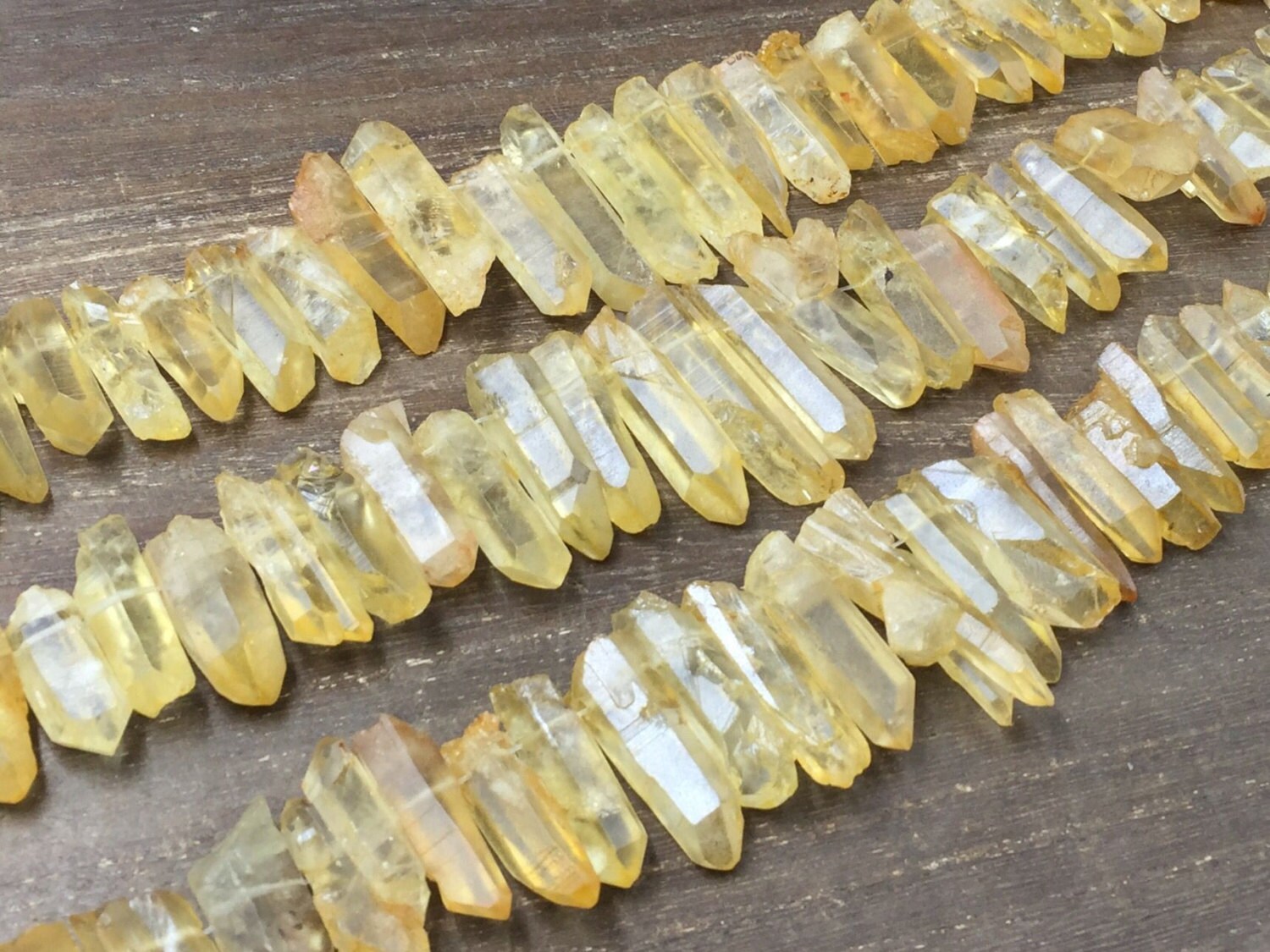 Light Yellow Quartz Crystal Points Matte Raw Quartz Points
