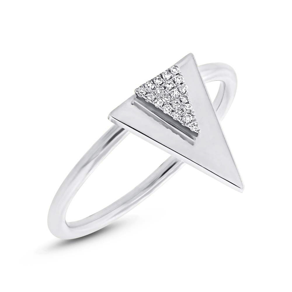 Double Triangle Ring Diamond Pave Triangle Ring 0.05ct 14k