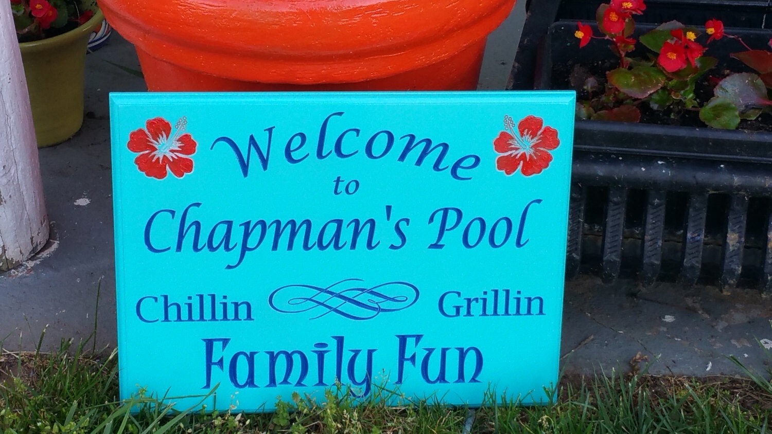 Pool Signs Custom Personalized Engraved by greencottagedesign