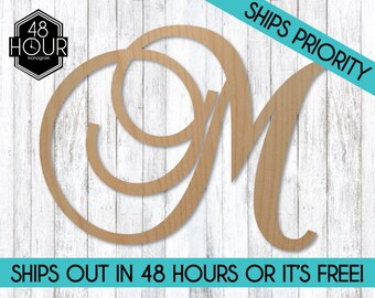 SALE Wood 12-36" Large CURVE Unpainted Letters Wall Hanging Wedding Monogram Wooden Letter Nursery Decor Wooden Monogram Wall Hanging Letter