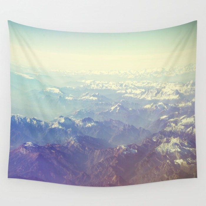 Mountain tapestry white tapestry mountain wall art photo