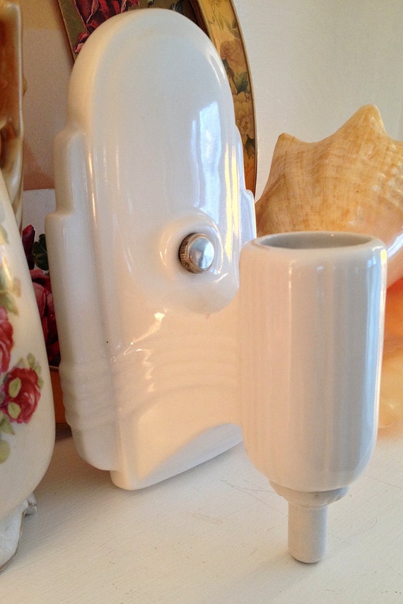 Antique Porcelain Wall Sconce White 1930 s Rewired