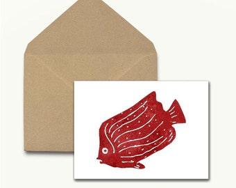 Red Fish Note Cards – Set of 10 With Envelopes