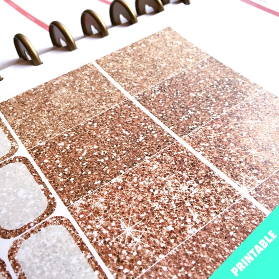 Items similar to PRINTABLE Happy Planner Stickers Rose gold Glitter