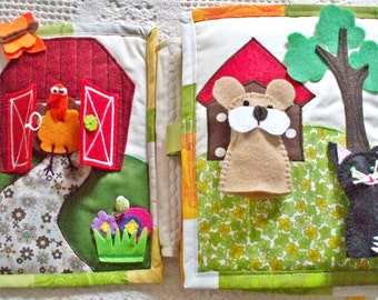 Quiet book for boys and girls soft toy activity games to discover a farm with animals finger toy