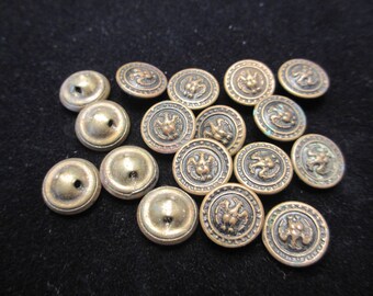 Matching Set of 17 VINTAGE Brass Metal US Military Eagle BUTTONS- Two Piece Construction
