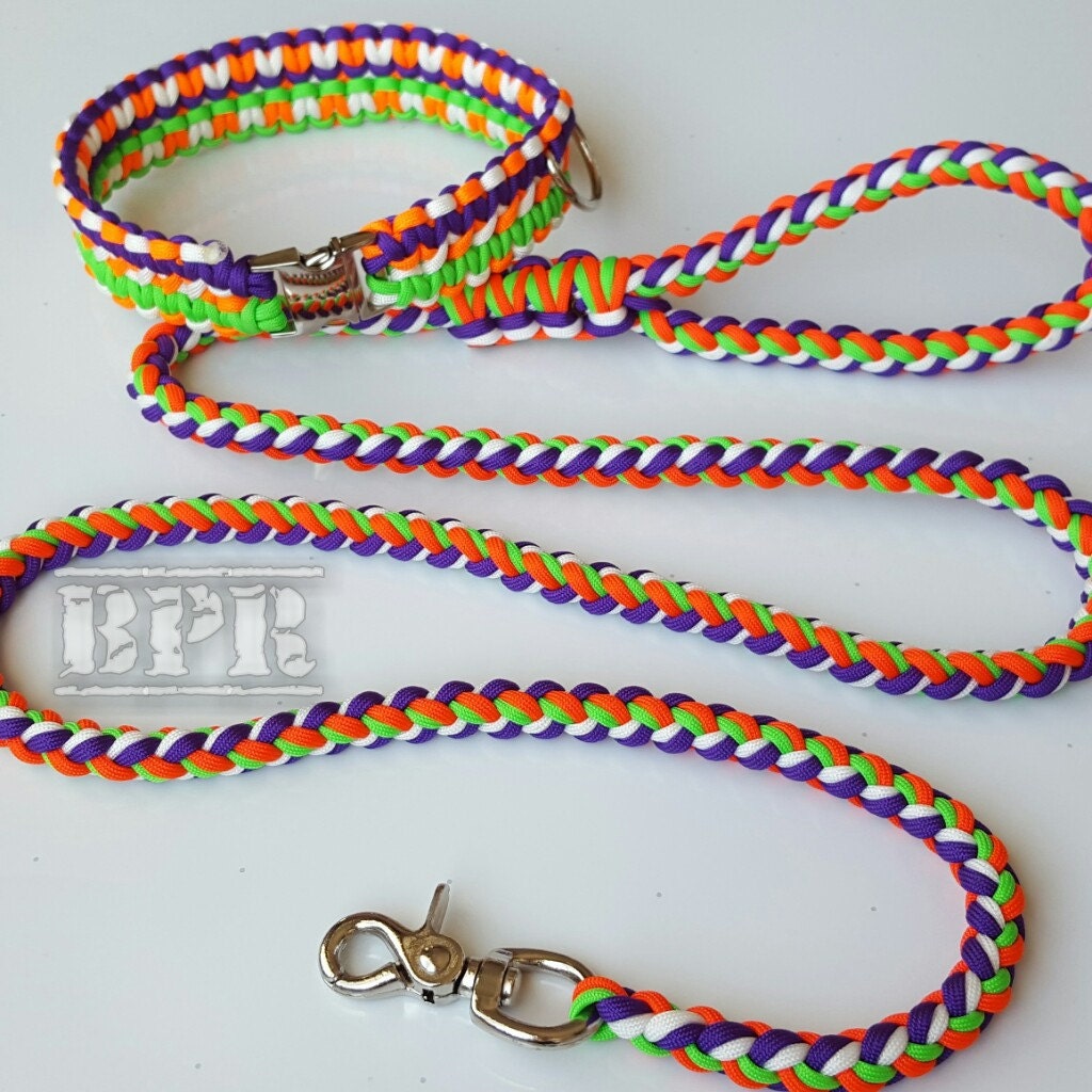 Rope Dog Collar and Matching leash 550 Paracord Double Cobra