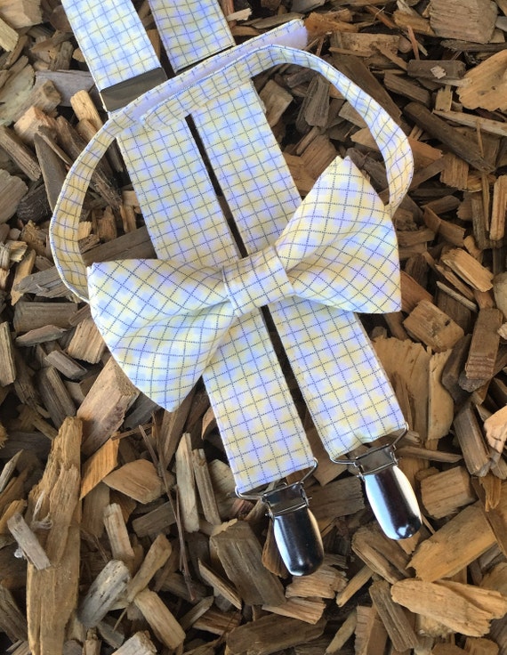 Yellow plaid suspenders set for boys by PetitsEnfantsCloset
