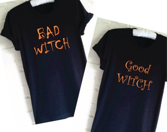 Good Witch Bad Witch T-Shirt Set of 2. Friends Shirts. Matching Shirts. Funny Halloween Shirt. Witch Shirts. Twin Shirts. Gift for Sisters.