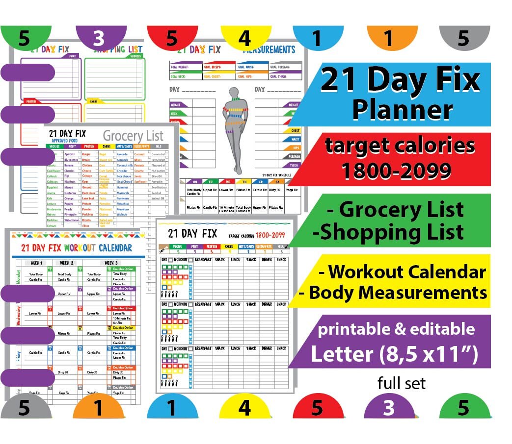 21 Day Fix Calorie Chart