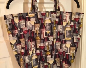 Wine Bottles - Reusable Grocery / Shopping Bag