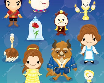 Beauty and the Beast clipart, Beauty, Princess clipart, Princess digital clipart, disney inspired clipart -LN0104-